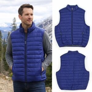 Hawke & Co Packable Down Puffer Vest Mens XXL Blue Full Zip Cozycore Lightweight